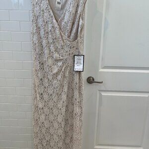 Cream Elegance Lace & Sequin Cocktail Dress